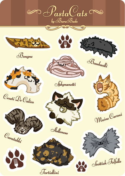 PastaCats Sticker Sheet