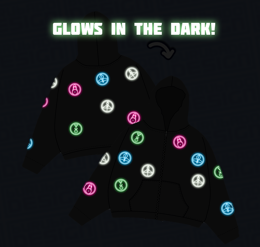 Oops All Glyphs - Glow in the dark hoodie