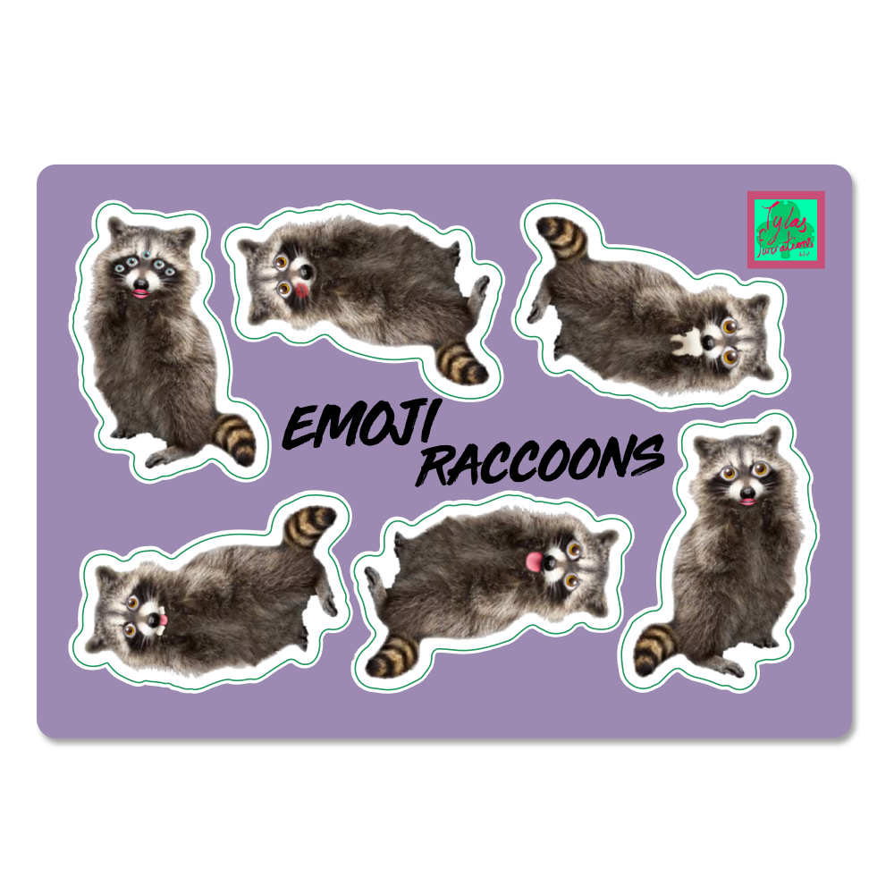 Emoji Raccoon Sticker Sheet